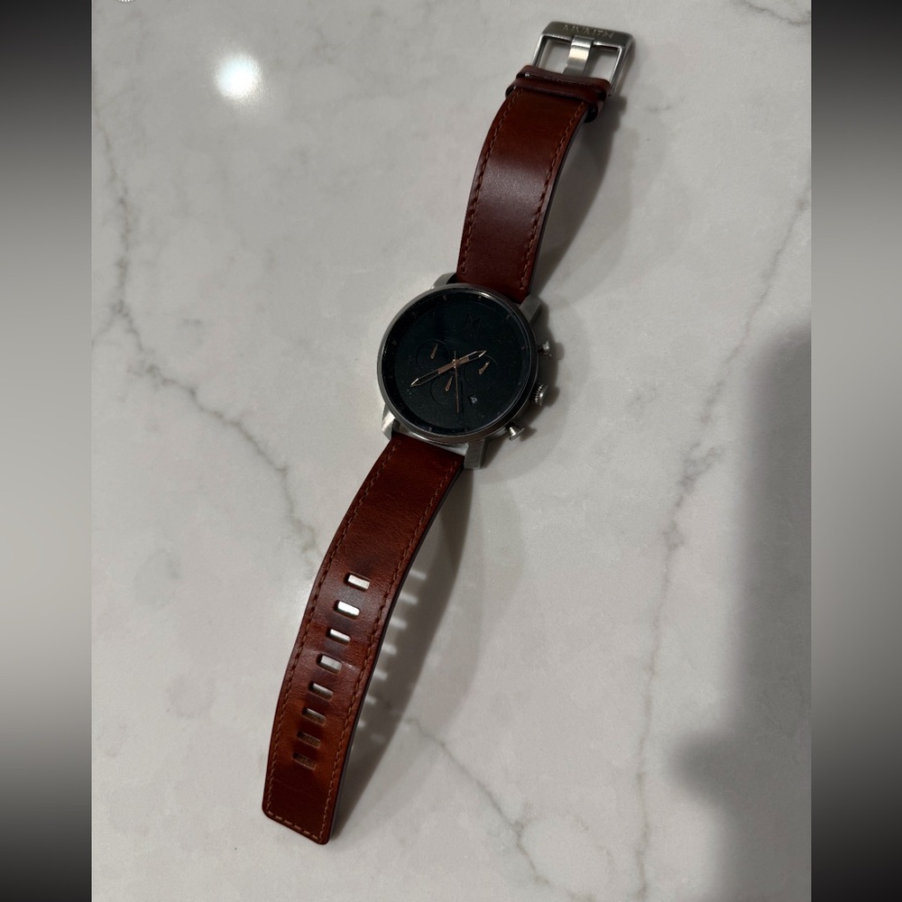 Classic Brown Leather Strap Watch - MVMT 45mm